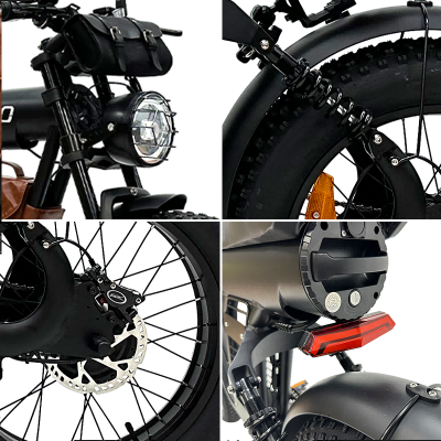 Standard 20"X 4.0 FAT tires and dual shock absorbers provide exceptional grip and comfort.